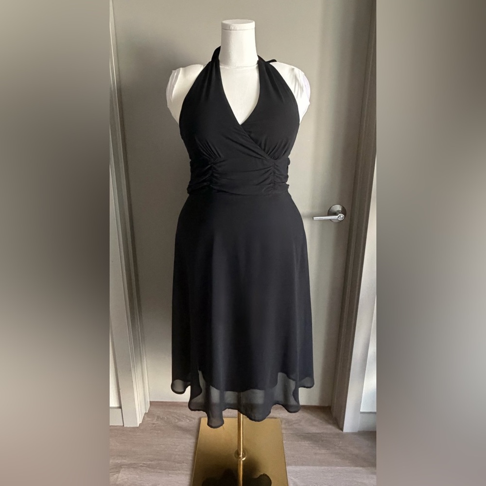 VINTAGE connected apparel Black Halter Formal Dress - Size 14
